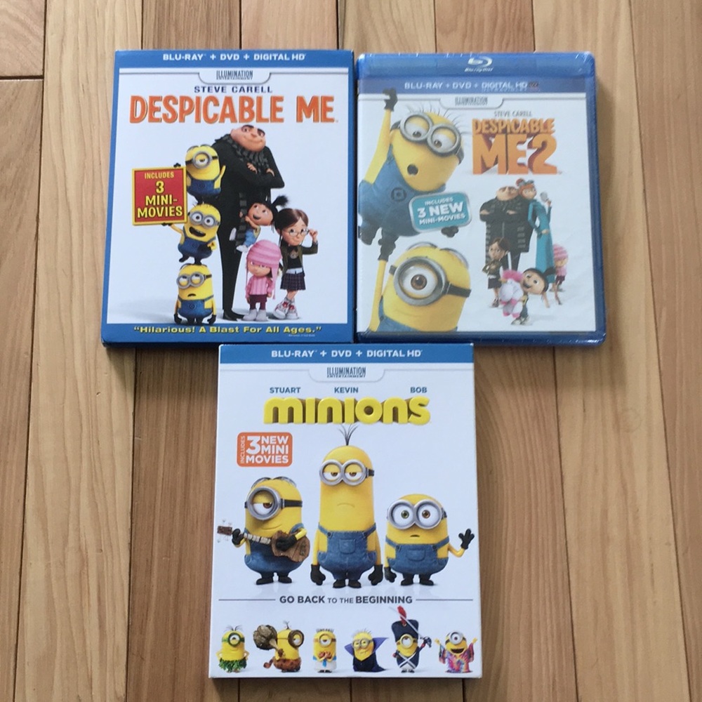 Despicable Me 1 & 2 and Minions blu-ray/DVD